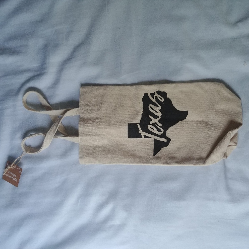 Texas canvas wine tote bag